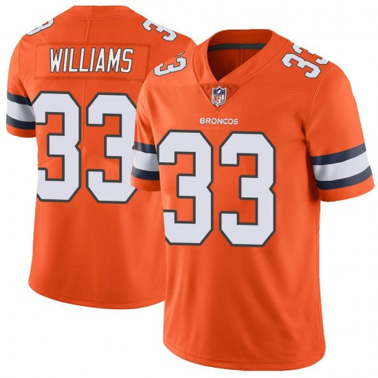 Men's Denver Broncos #33 Javonte Williams Orange Color Rush Vapor Untouchable Limited Stitched Jersey Men's Denver Broncos #33 Javonte Williams Orange Color Rush Vapor Untouchable Limited Stitched Jersey